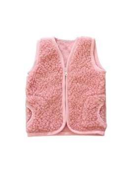 Wollweste rosa aus Schafwolle mit Reißverschluss