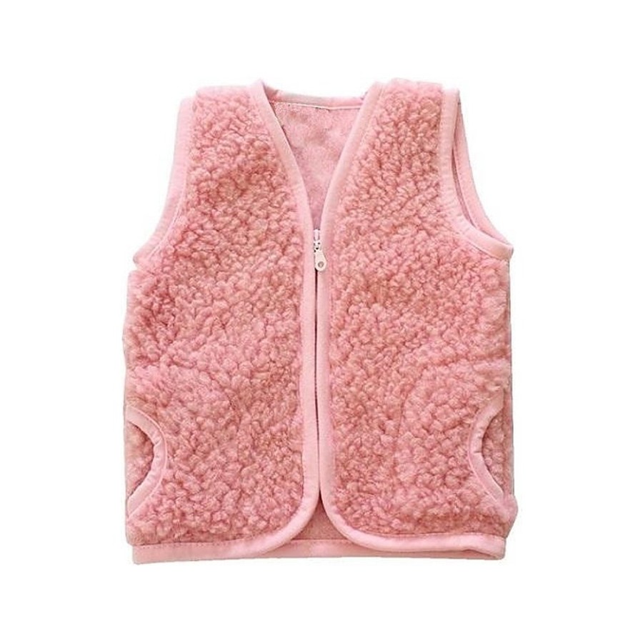Wollweste rosa aus Schafwolle mit Reißverschluss